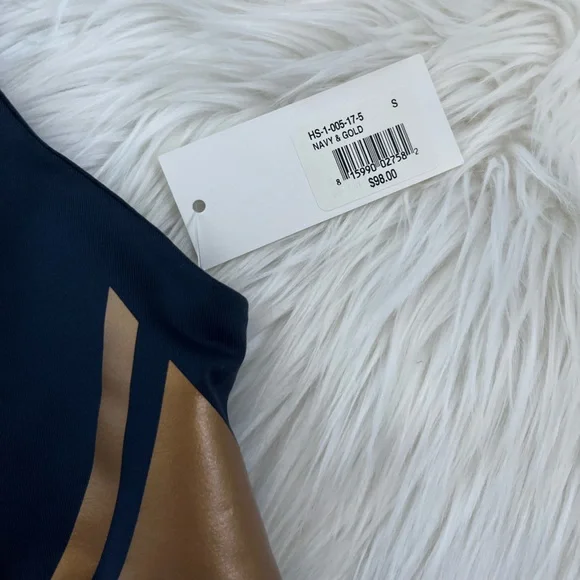 Heroine Sport Navy & Gold Sports Bra Athletic Top - Picture 3 of 6